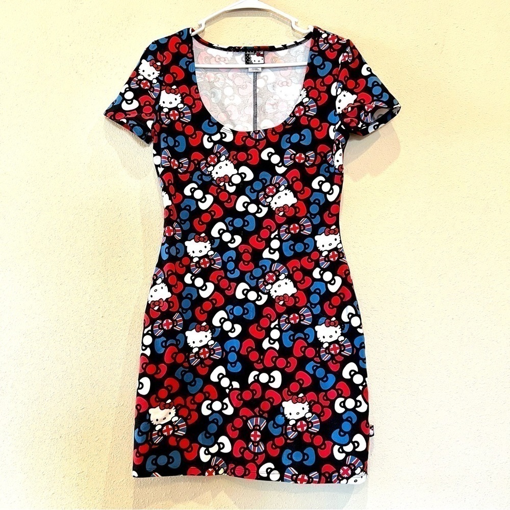Hello Kitty by Sanrio England Woman bodycon Sun Dress Size M Cotton